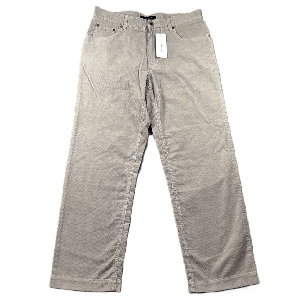 Tommy Hilfiger Men Corduroy Chino Khaki Pants NWT Preppy Business 33x30 J190